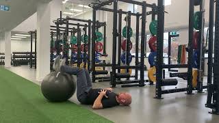 Hamstring tantrums on Swissball at 90 degrees knee flexion