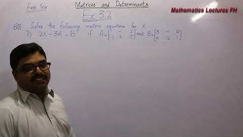 Question 8 Exercise 3.2 Chapter 3 class First Year Mathematics || Mathematics Lectures FH