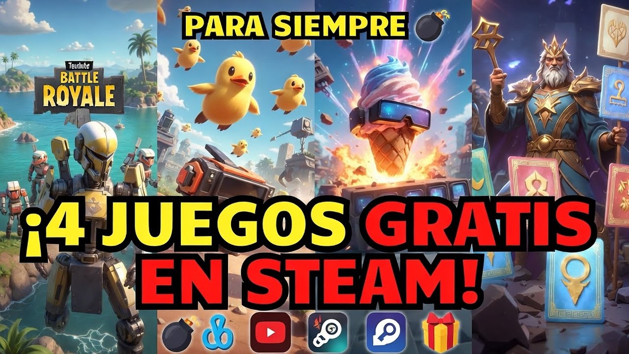 🎮🔥 ¡4 JUEGOS GRATIS en STEAM para SIEMPRE! Battle Royale Épico, Patos Caóticos, Helados Mágicos y