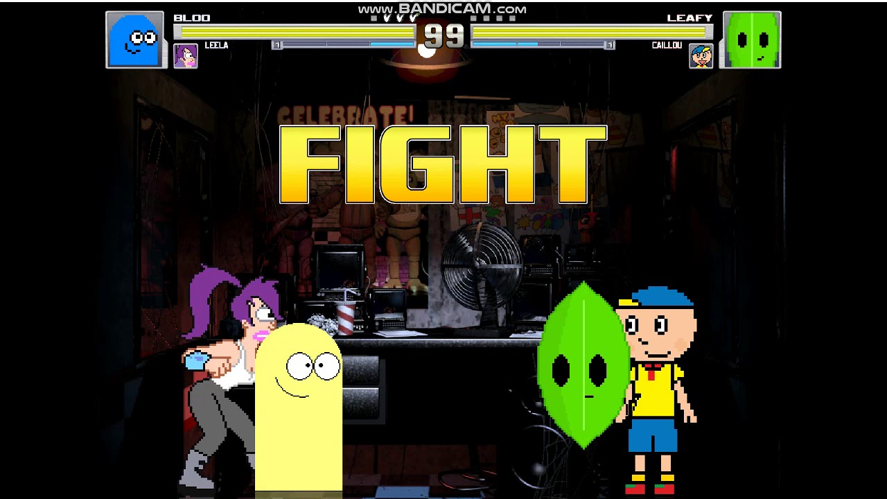 M.U.G.E.N Fights: Yellow Bloo & Leela Vs Leafy & Caillou (Series Start)