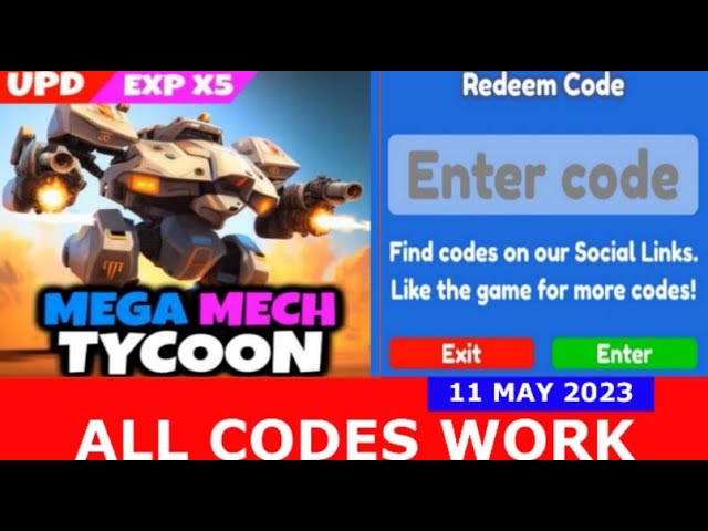 Mega Mech Tycoon Codes - Roblox December 2023 