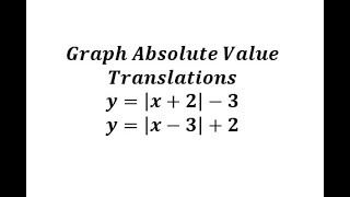 Graphing Absolute Value Function Translations