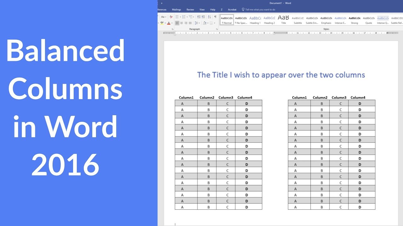 How to create two balanced columns in a Word Document Regarding 3 Column Word Template