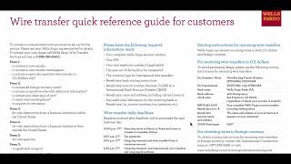 How to Receive International Wire Transfer with Wells Fargo