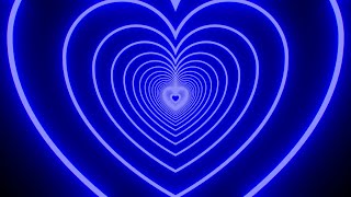 Inside Blue And Black Glow Heart Endless Tunnel Moving Expand Shapes 4K VJ Loop Moving Background