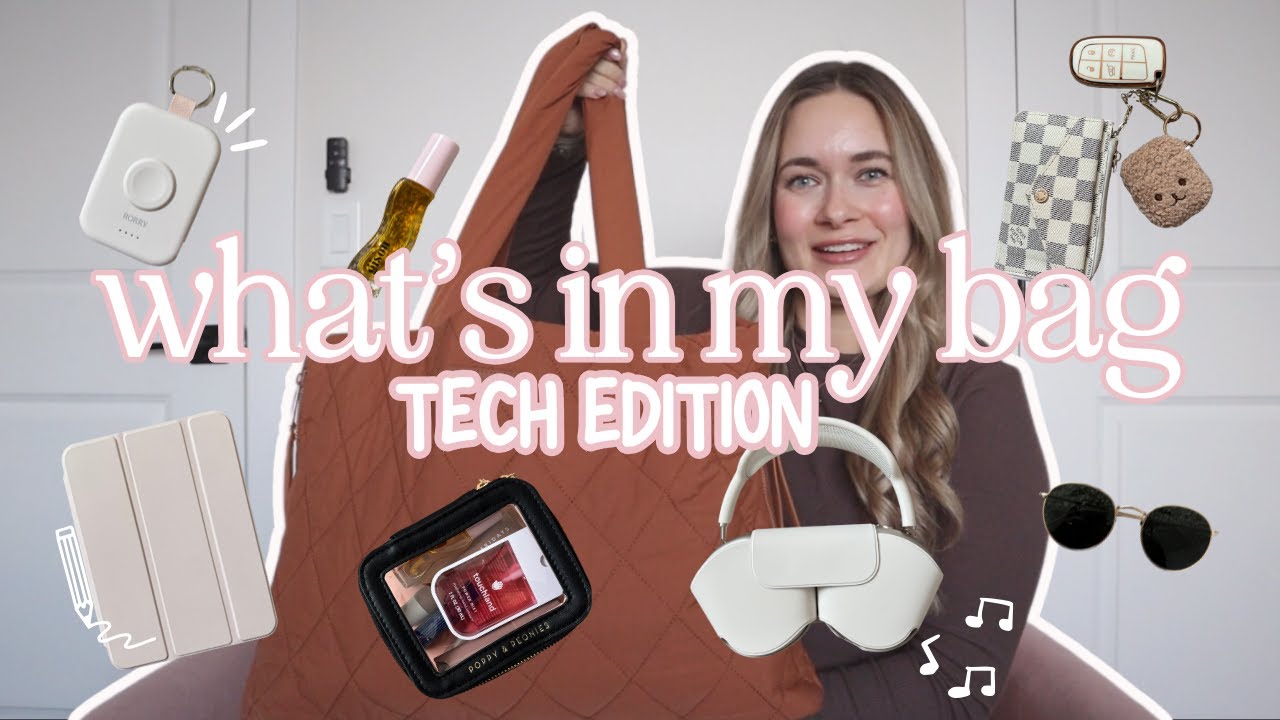 Whats in My Bag!! 📱🎀🎧🩷 Everyday Bag, Tech Bag, and Work Bag as someone who carries *everything*