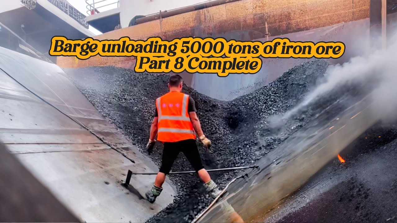 Barge unloading 5000 tons of iron ore - Part 8- big shipment - Vlog of