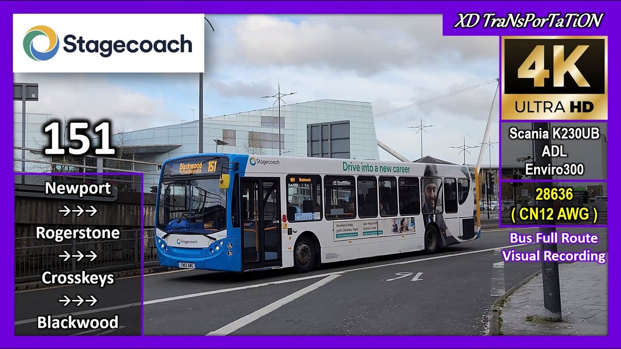[Stagecoach South Wales] 151 ~ Newport, Market Square ➝ Blackwood Bus Station【4K UW】