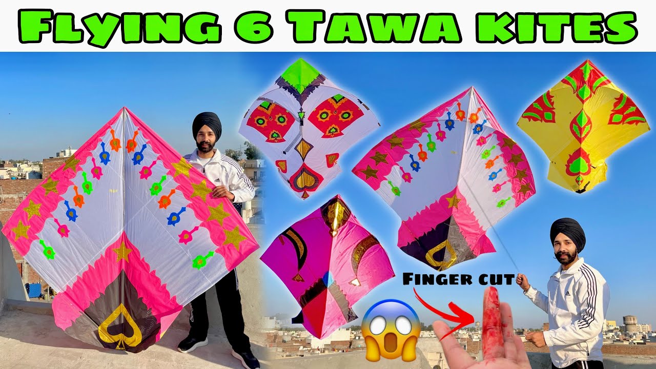 Flying Biggest Kites 6 Tawa🔥Finger Cut 😱Pakistani Design Kites🪁