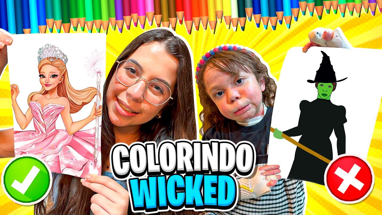 COLORINDO COM 3 CORES desenhos da GLINDA E ELPHABA (Wicked) | Sarah de Araújo Games
