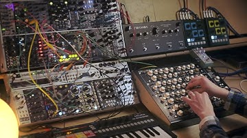 Vermona Perfourmer and modular synth jam // Oto bim and bam, Instruo Harmonaig, VPME quad drum