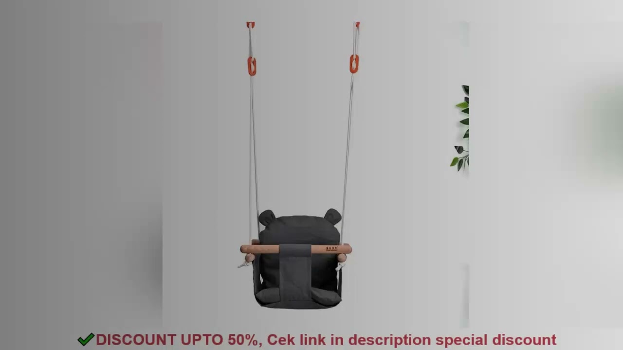 Baby Canvas Swing Chair Hanging Wood Children Kindergarten Toy Outside Indoor Small Basket Beige Swi