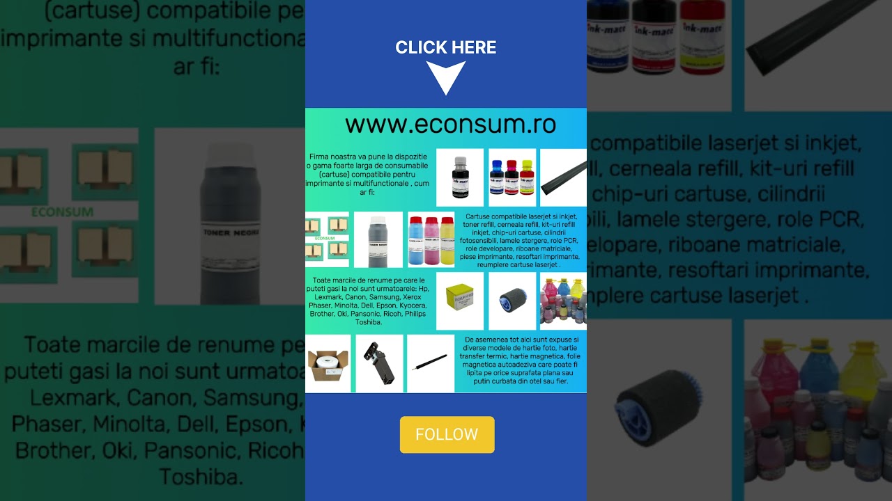 Cerneala universala, Toner refill, Role preluare, Balamale scaner, Piese imprimante, Sublimare