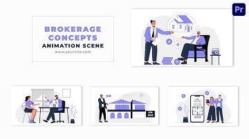 Real Estate Agent Flat Character Animation Scene