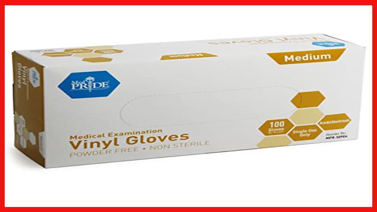 Great product -  Med PRIDE Medical Vinyl Examination Gloves (Medium, 100-Count) Latex Free Rubber |