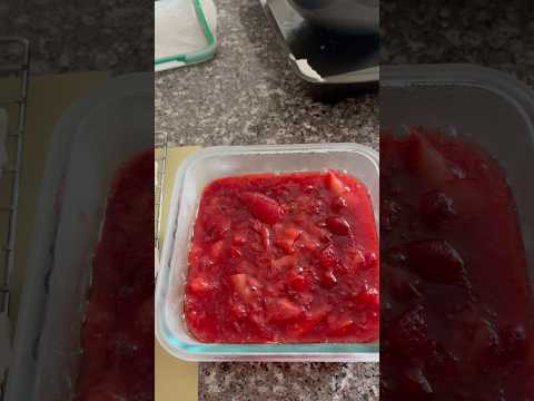 Strawberry Shortcake style cake Bakery style white cake, fluffy whipped frosting ,strawberry sauce