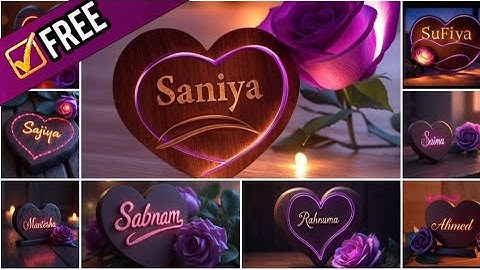 How To Write On Name 3D Wooden Heart ❤️ With Rose Flower | Ai Art Using" Night Cafe" Website |
