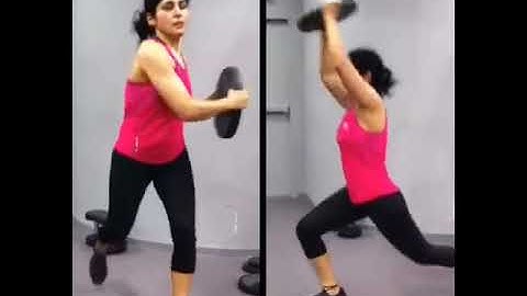 Reverse lunges with twist and overhead