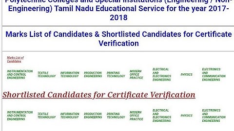 TRB Polytechnic - ECE CV List released now 30-06-2022 10.00 pm