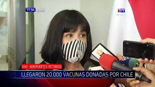 Llegan 20.000 dosis de vacunas donadas por Chile