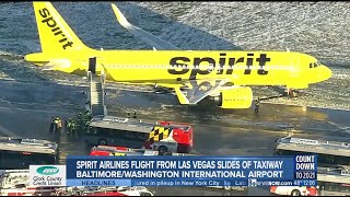 Spirit Airlines plane slides off taxiway