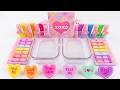 Rainbow Hearts - Mixing Makeup Eyeshadow into Slime ASMR 🌈 무지개 하트가 내 모든 화장품을 섞는 모습