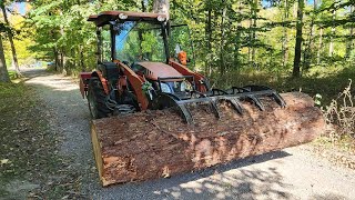 OVER 2K LBS! Maple Log! Can The RK37 Tractor With Grapple Lift It And Carry It Out Of The Forest?!