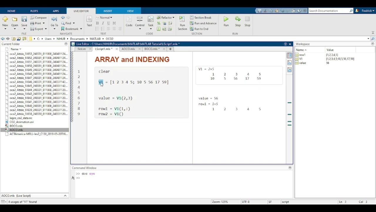 (007) Mastering Arrays & Indexing in MATLAB (Part 2)  Functions, Accessing Elements & Documentation