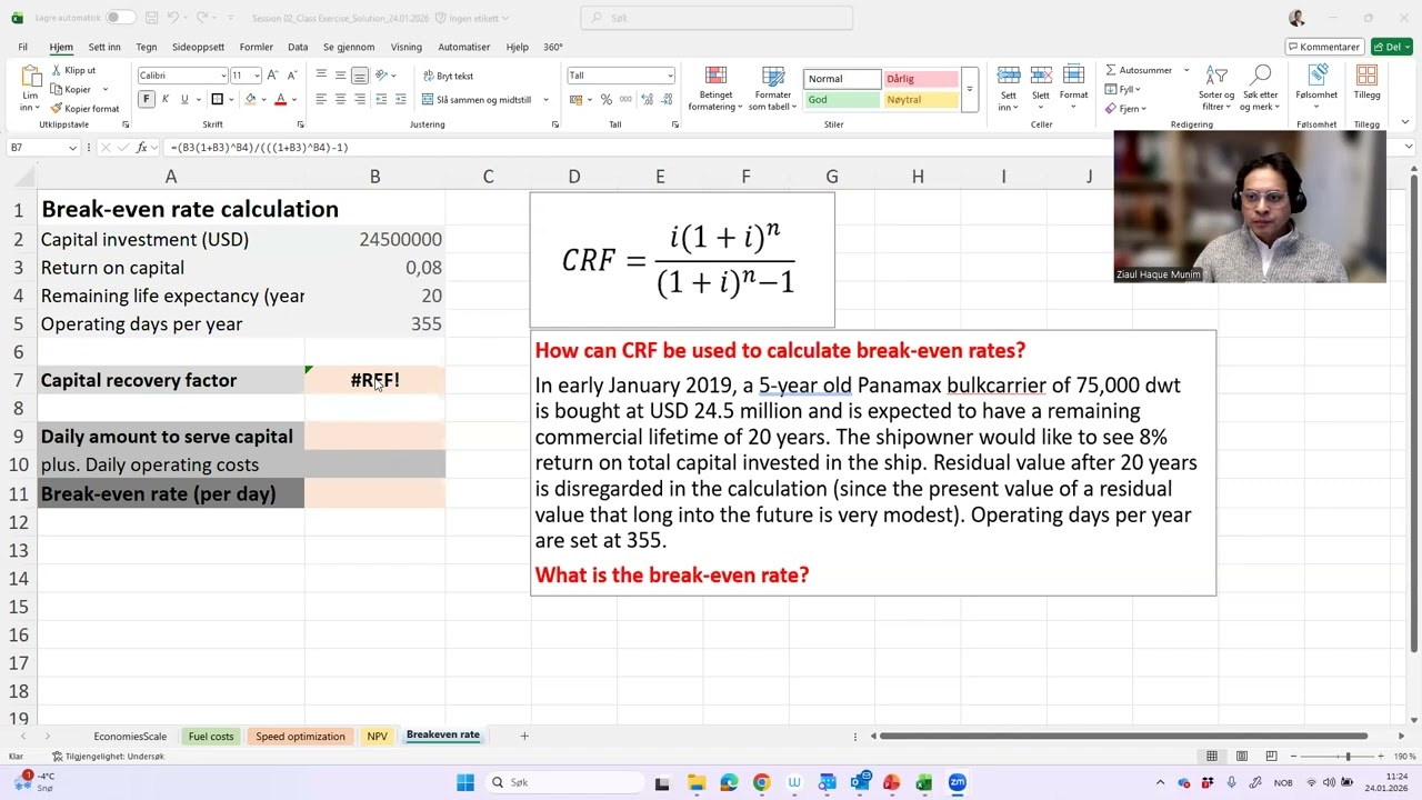 Break-Even Rate Analysis | Shipping Finance Example Using CRF