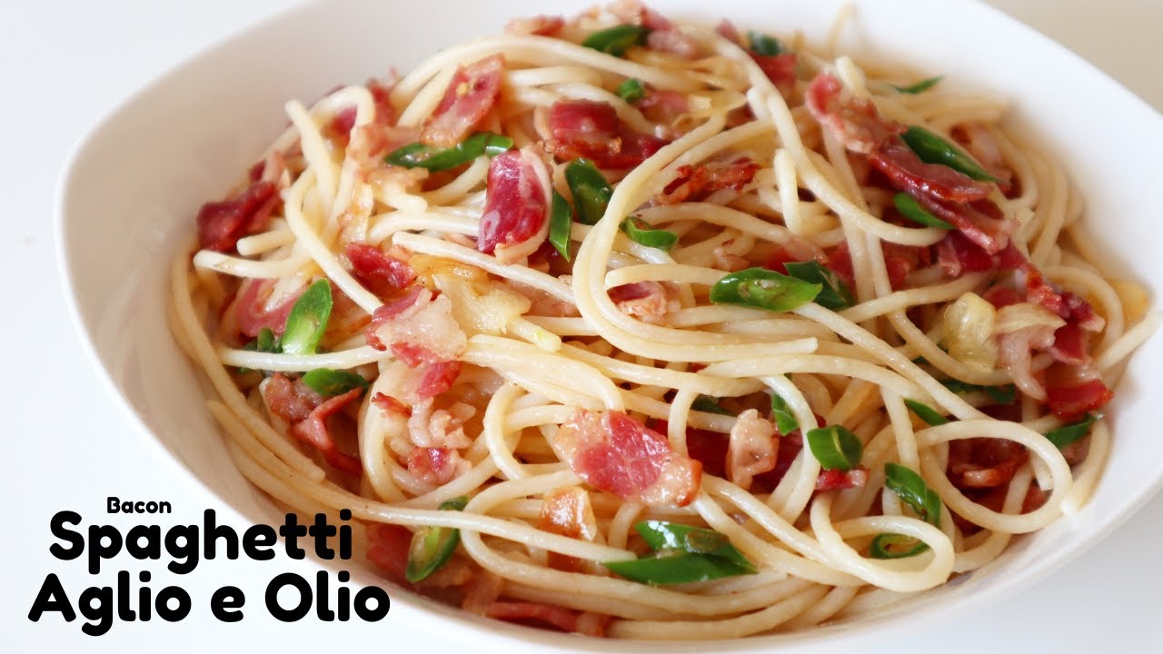 Bacon Spaghetti Aglio e Olio Easy & Simple, Ready in 15 Minutes