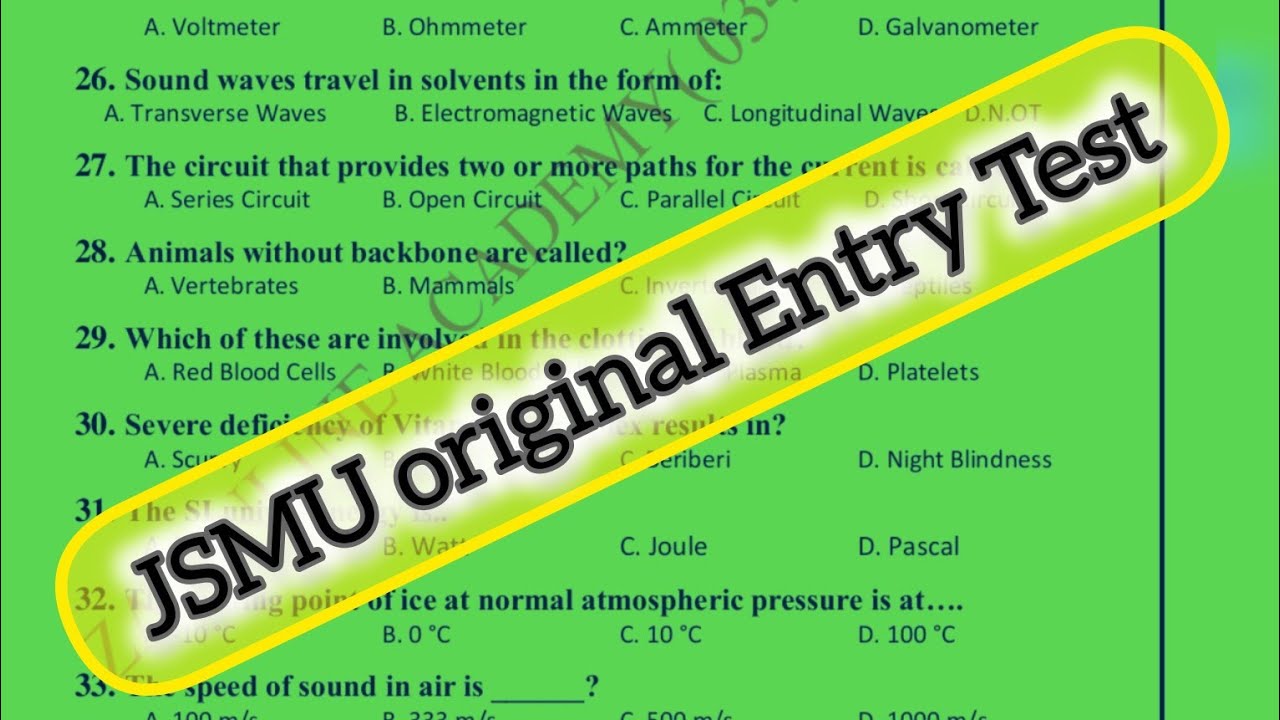 jsmu entry test 2024 solution