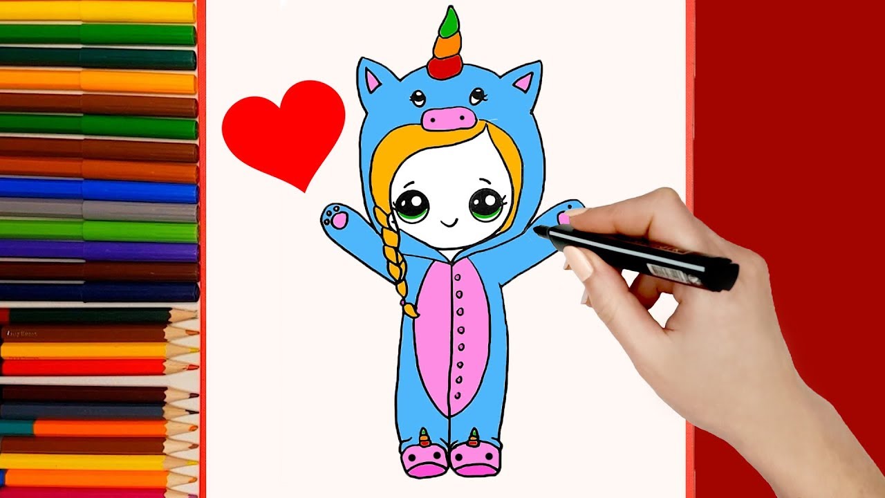 Learn to Draw girl. Easy drawing of girl the pajamas - YouTube