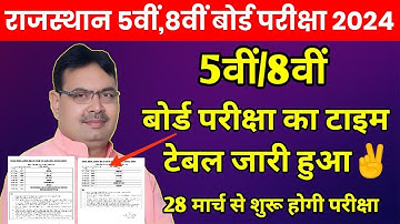 Rbse 5th, 8th Exam 2024 Time Table जारी | RBSE Board Exam Date Declare | RBSE Time Table कैसे देखें