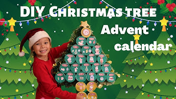 Easy DIY Christmas Tree Advent calendar for kids with candy surprises