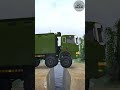 Masterful White Hauler Navigates Bumps &amp; Pulls Green Extended Container Truck! SPINTIRES MUDRUNNER