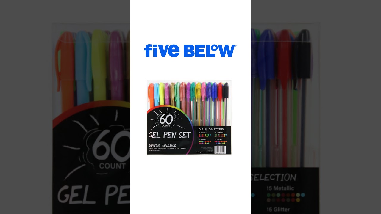 Five Below 60 Count Gel Pens New Summer/Fall 2021 Neon Classic Glitter Metallic thoughts