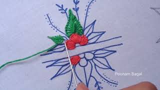 Hand embroidery design tutorial,Traditional Nakshi Kantha flower design with beads