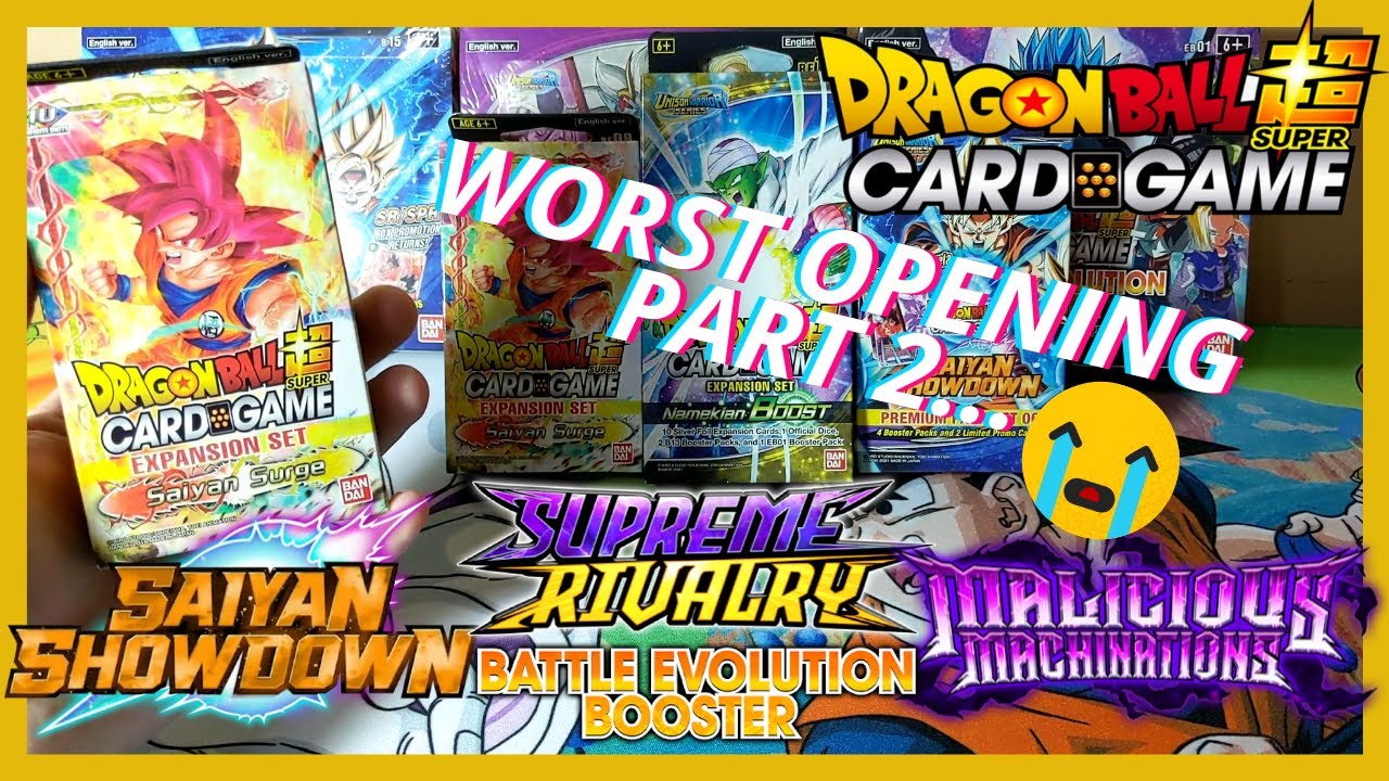 WORST LUCK BOOSTER OPENING PART 2 - Saiyan Showdown & other sets - Dragon Ball Super Card Game