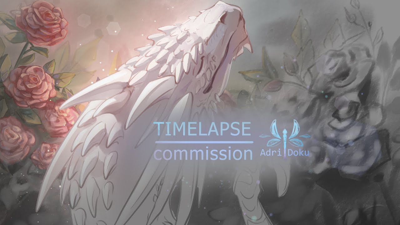 Timelapse | Dragon among roses ⟡ commission