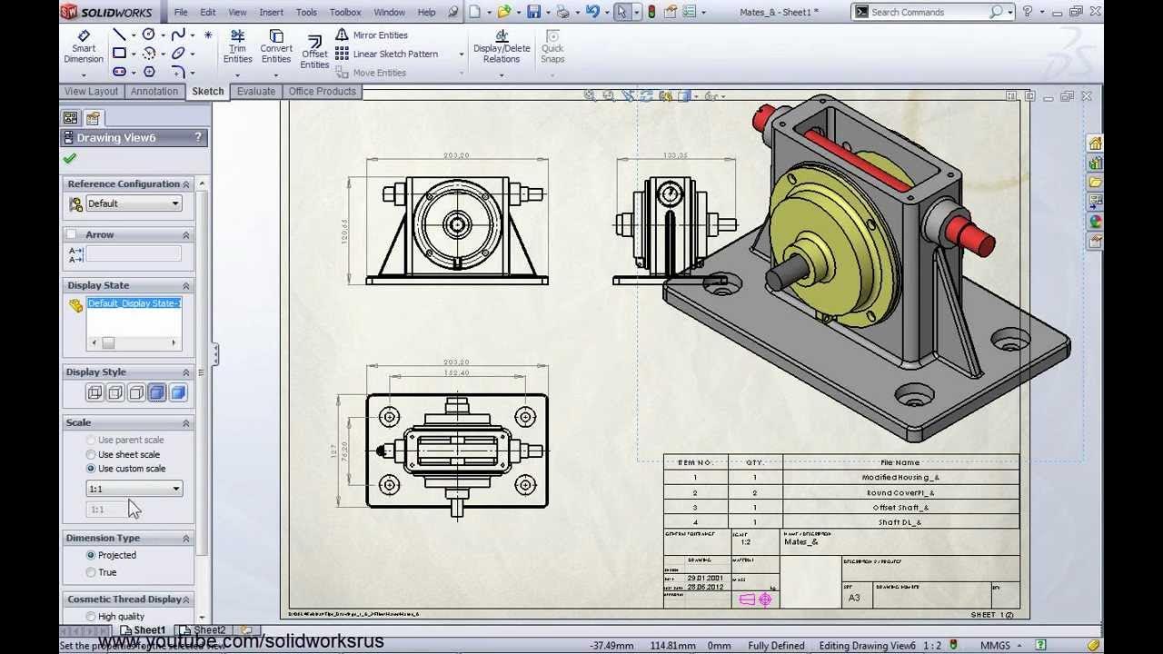 Solidworks как сделать чертеж Советы по работе с чертежами в SolidWorks 1/2 - YouTube