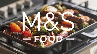 Tom Kerridge's sausage and vegetable tray bake | Remarksable Value Meal Planner | M&S FOOD