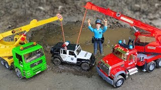 Police Cars, Excavator, Crane Truck Kids Toy Vehicles