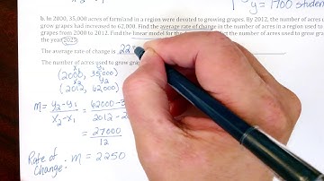 Finding the Rate of Change, Linear Model, and Prediction for a Linear for Linear Application Problem