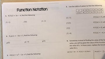 Algebra B: Unit 6 Function Notation (part 1 of 3)