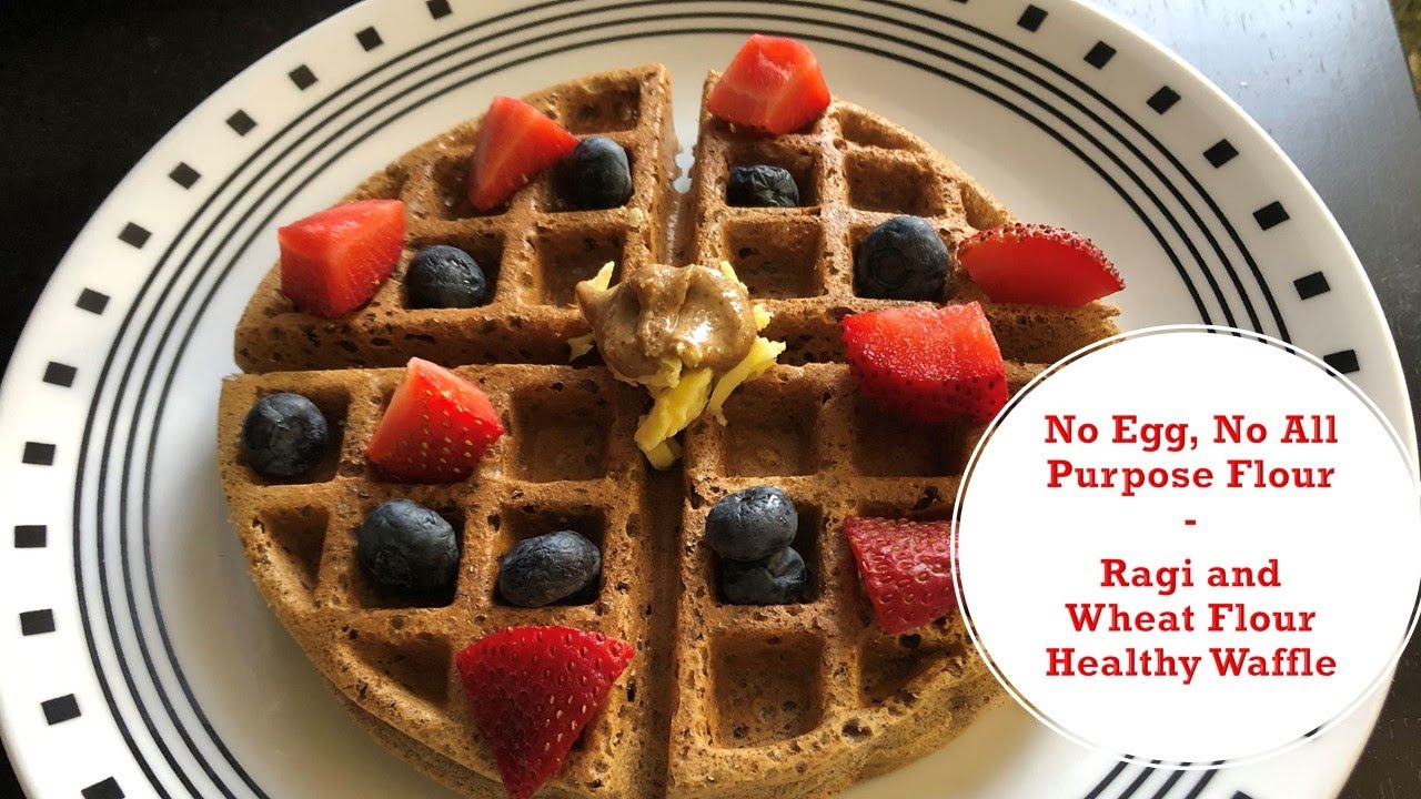 No Egg, No Butter Waffle Ragi and Wheat flour Waffle Finger Millet Healthy Waffle Recipe