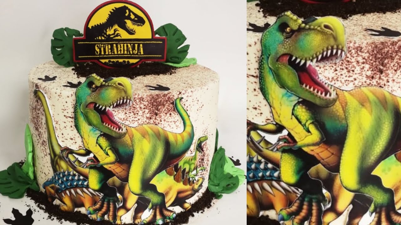 How to apply an Edible Image on a Buttercream Cake - Jurassic World / Dino Cake
