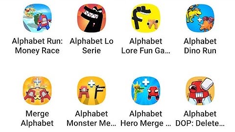 Alphabet Run, Alphabet Full A-X, Alphabet Dino Run, Merge Alphabet, Alphabet Hero, Alphabet DOP