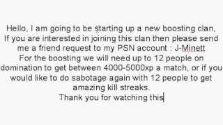 CoD5 Glitches (Boosting Clan for PS3) Wealth