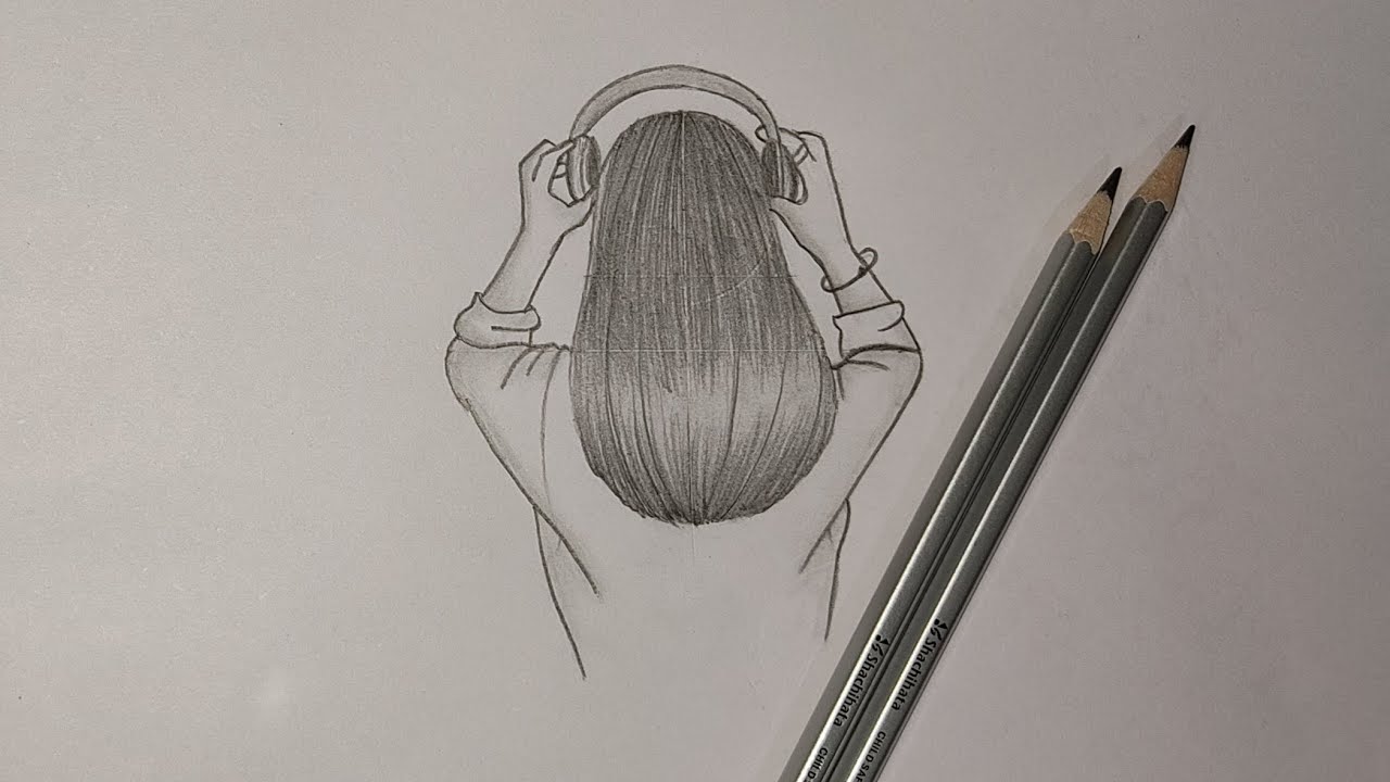 How to draw a girl with headphones || Easy girl drawing|| - YouTube