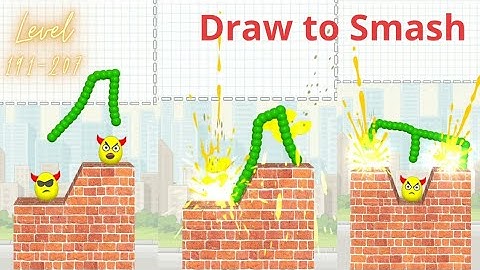 Draw to Smash gameplay. Level 191 - 207. #drawtosmash